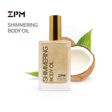 Load image into Gallery viewer, ZPM Golden Shimmering Body Oil丨Illuminizing Natural Dry Oil With Shiny Particles | Leaves The Skin Glowing &amp; Enhances a Golden Tan | Luxurious Feel
